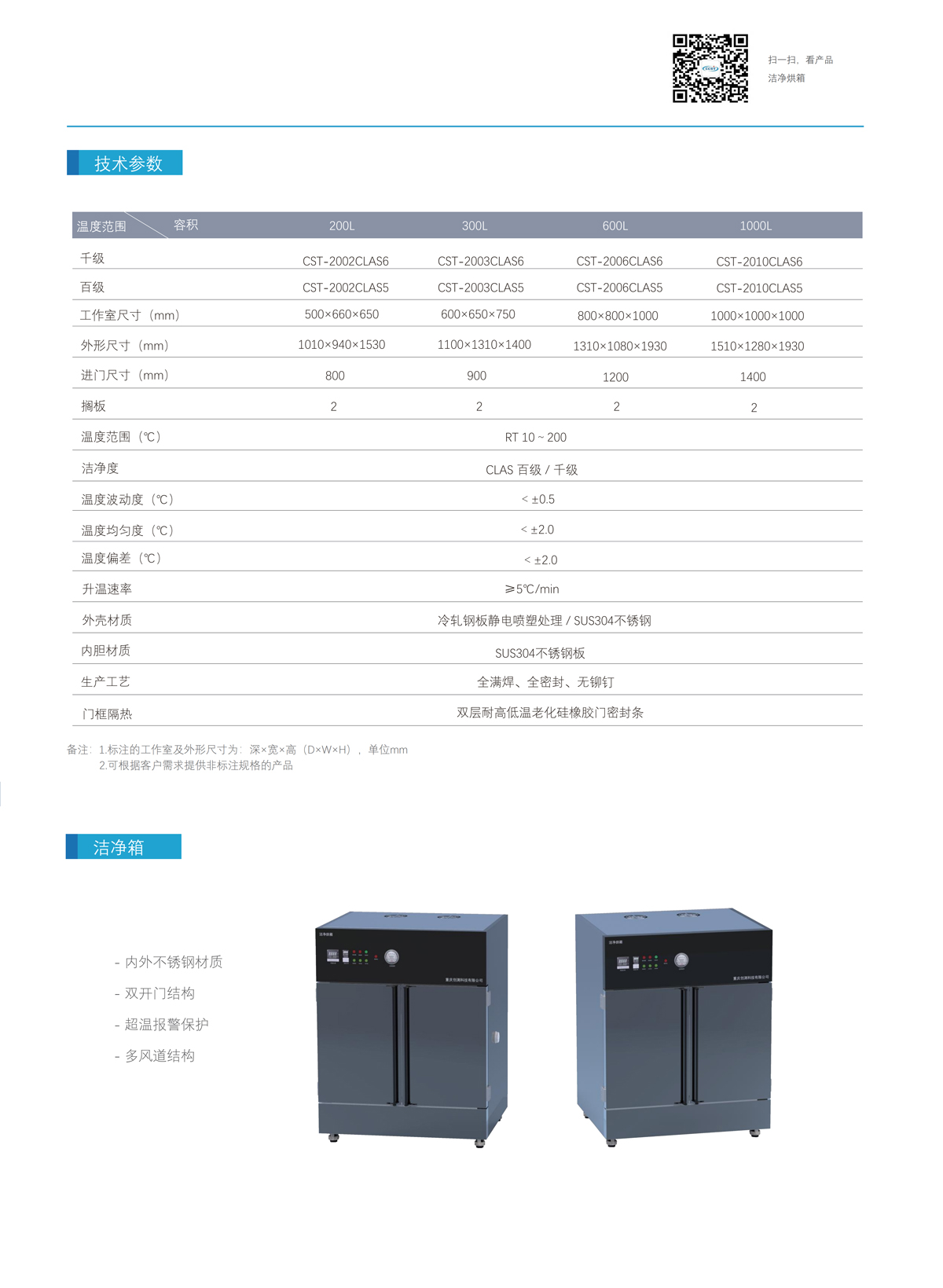 洁净烘箱技术参数